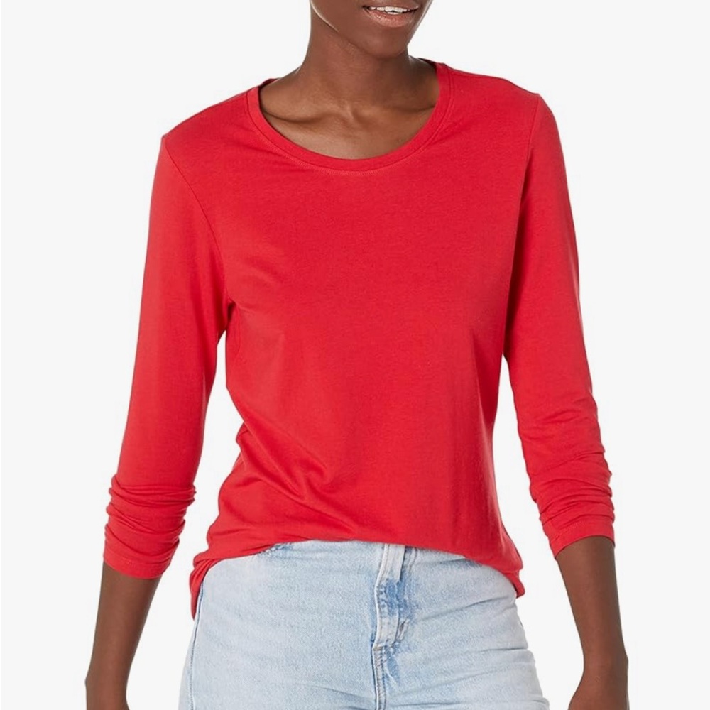 Amazon Essentials Women's Light Blue Long Sleeve Tee